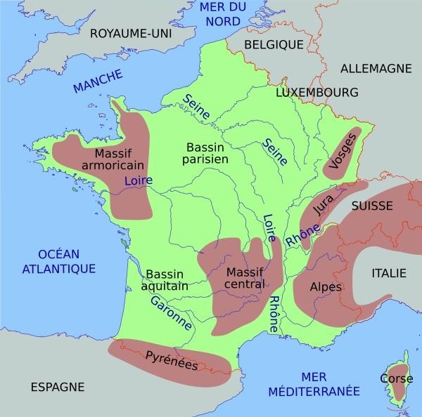 5. Физическая карта упрощенной Франции