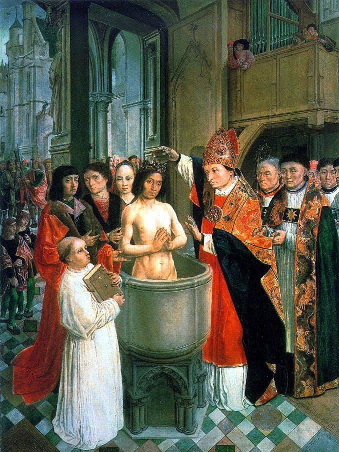 32. Крещение Хлодвига, представленных в Сент-Шапель в Париже (анонимно)