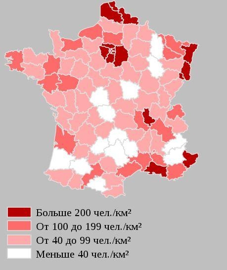 74. Плотность населения департаментов Франции