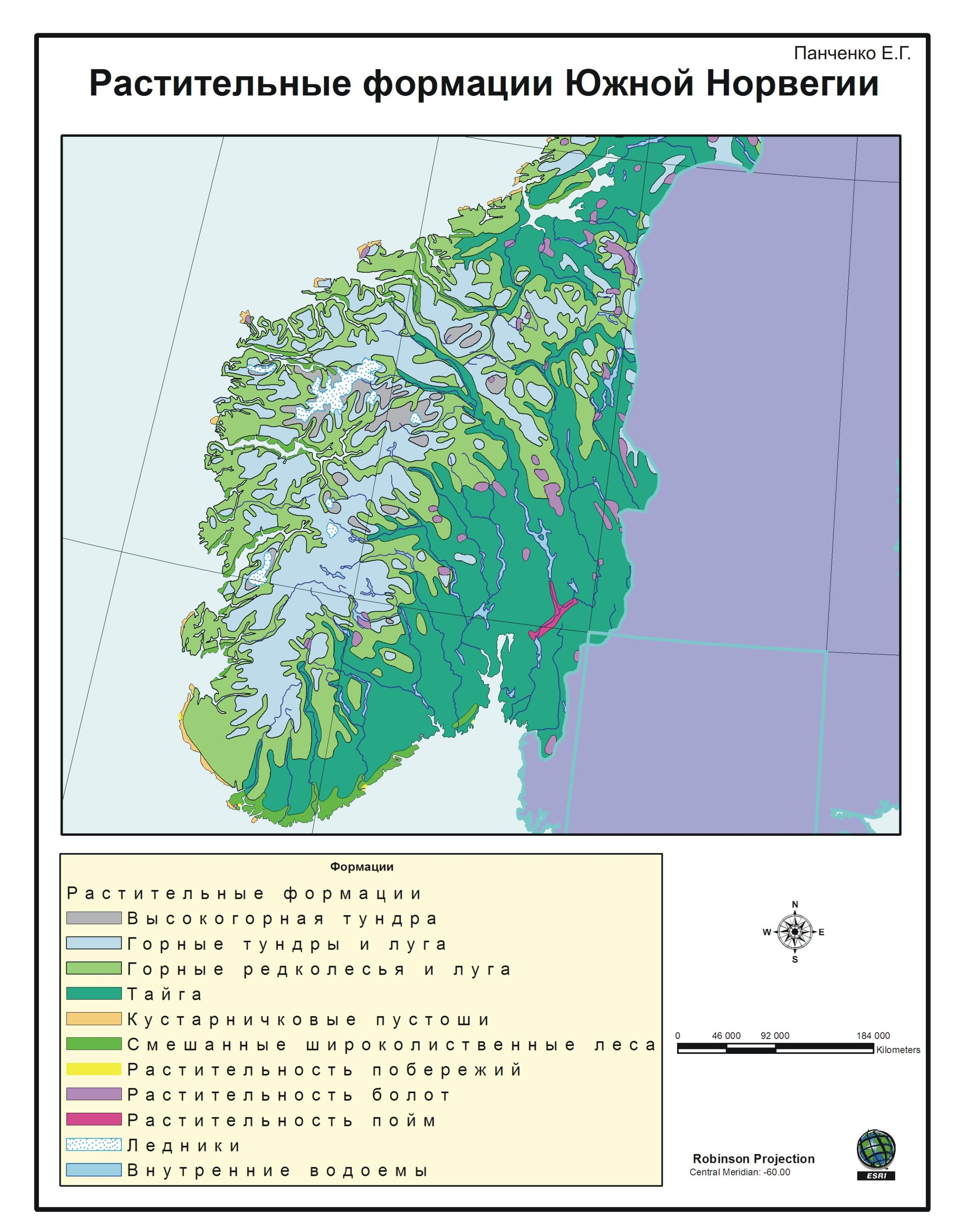 16. Карта растительности Южной Норвегии