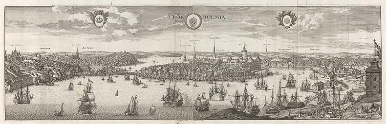 61. Вид Старого города из альбома гравюр Швеция древняя и современная (XVII век).