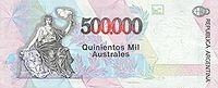 4.5 500 тысяч аустралес, 1990 Аргентина