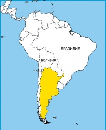 1.3 Агргентина на карте Южной Америки