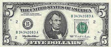 10.6 Портрет Линкольна на 5 дол.банкноте