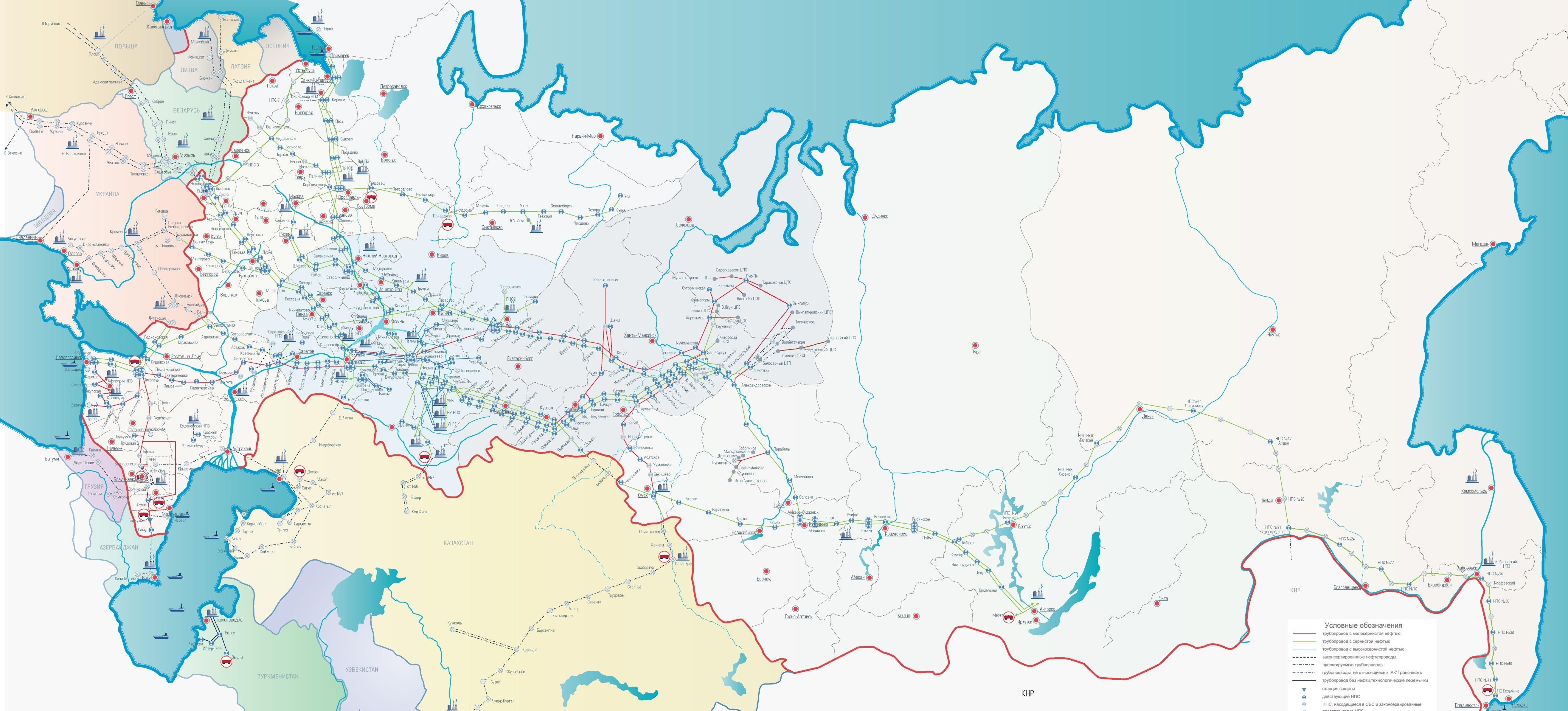 Карта Нефтепроводов Снг