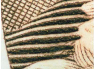 Фрагмент изображения лицевой стороны банкноты 10 долларов США. Краска