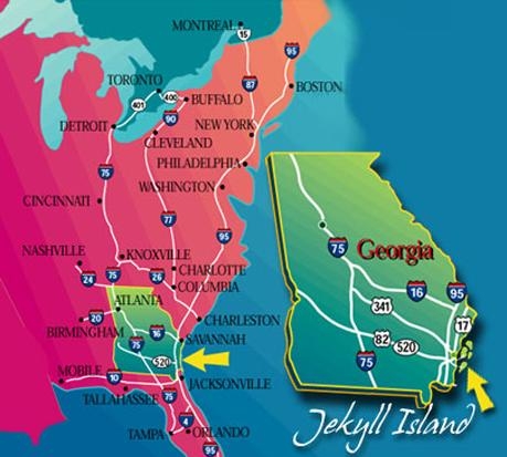Остров Джекилл место создания ФРС на карте