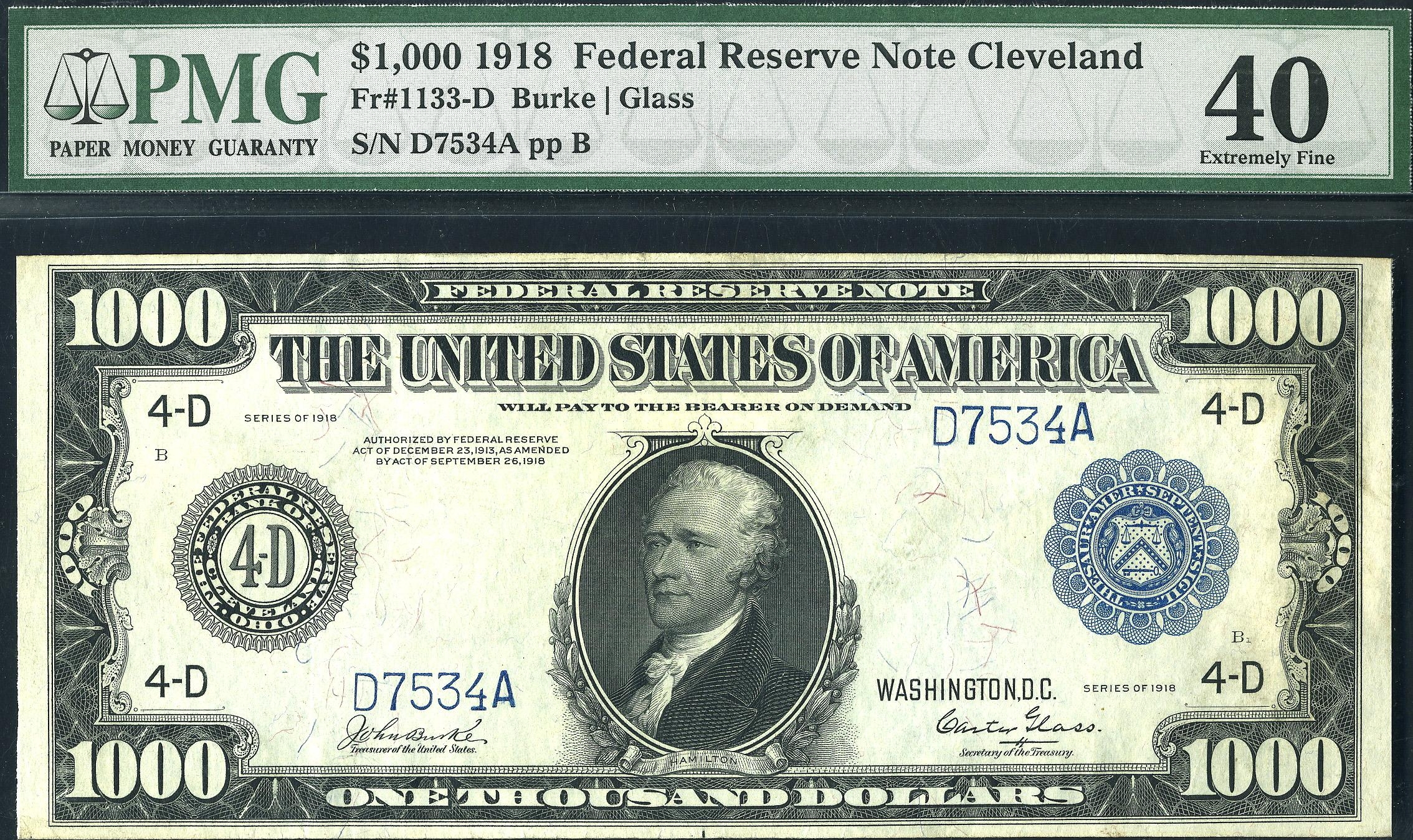 Банкнота доллара, выпущенная Федеральным резервным банком Кливленда