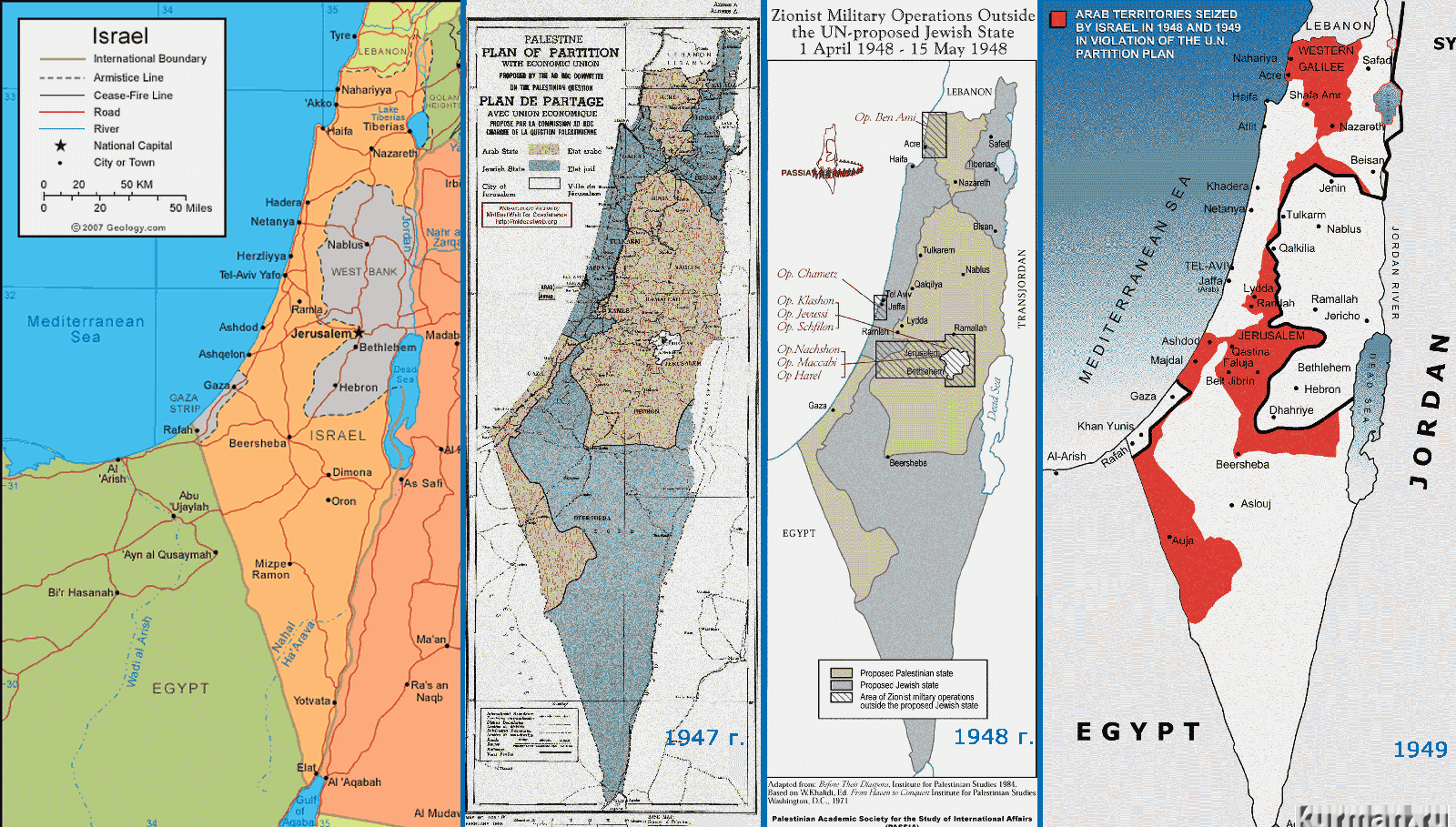 Карта территории Израиля
