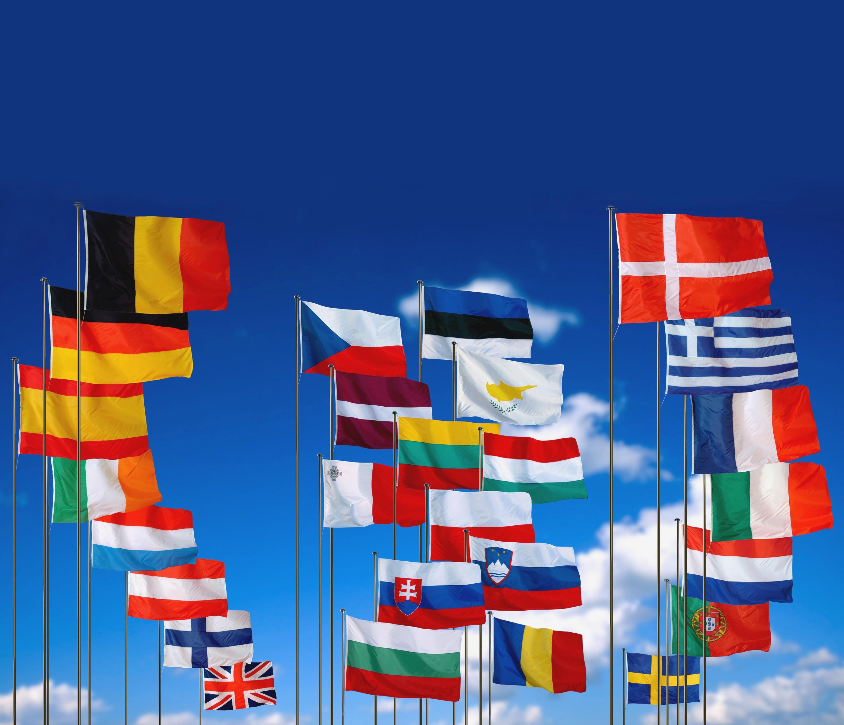 Флаги стран, входящих в Еврозону