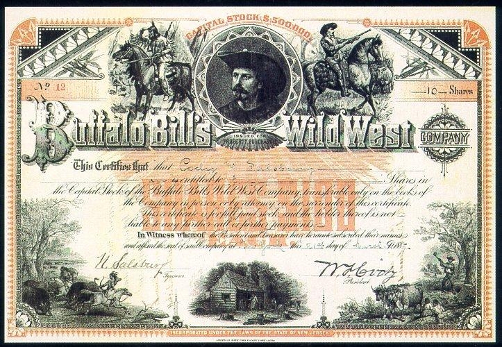 Сертификат обыкновенной акции Buffalo Bills Wild West Company