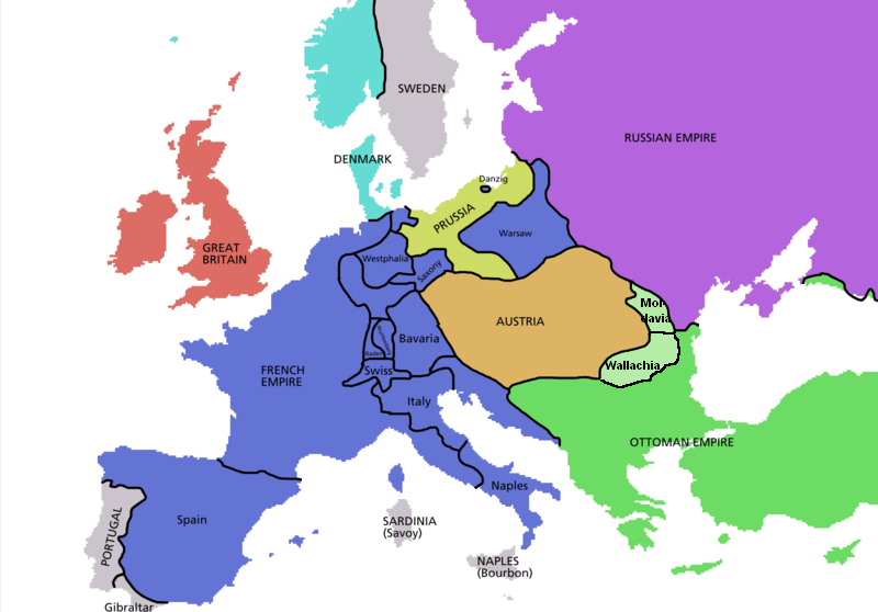 Карта Европы в 1812 году