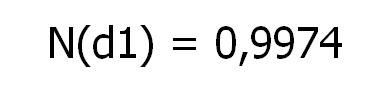Кумулятивное стандартное нормальное распределение для переменной d1 для формулы Блэка-Шоулза в случае ОАО Ростелеком