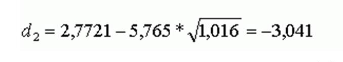 Расчет переменной d2 для формулы Норина-Вольфсона в случае ОАО Ростелеком