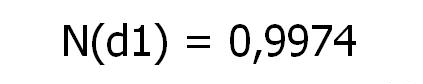 Кумулятивное стандартное нормальное распределение для переменной d1 для формулы Норина-Вольфсона в случае ОАО Ростелеком