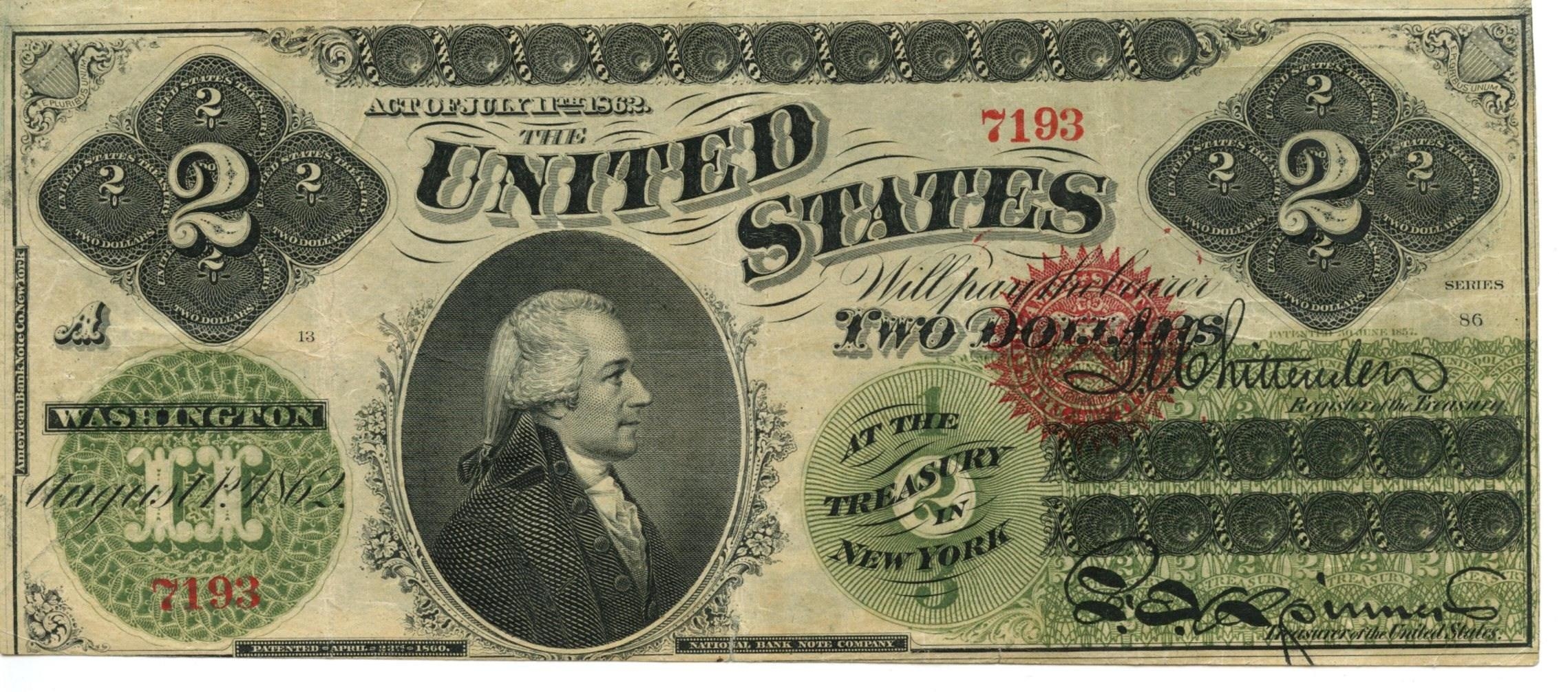 2 американских доллара в старом исполнении