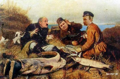 Карикатура на рыбалку Лукашенко, Путина и Януковича