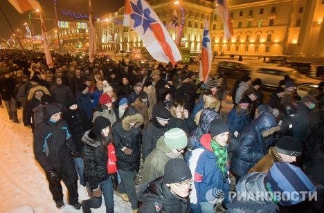 Белорусские оппозиционеры в ночь на 20 декабря протестовали против результатов президентских выборов