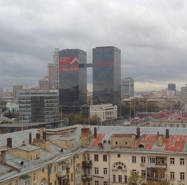Вид на башни штаб-квартиры «Мэйл.ру Групп»