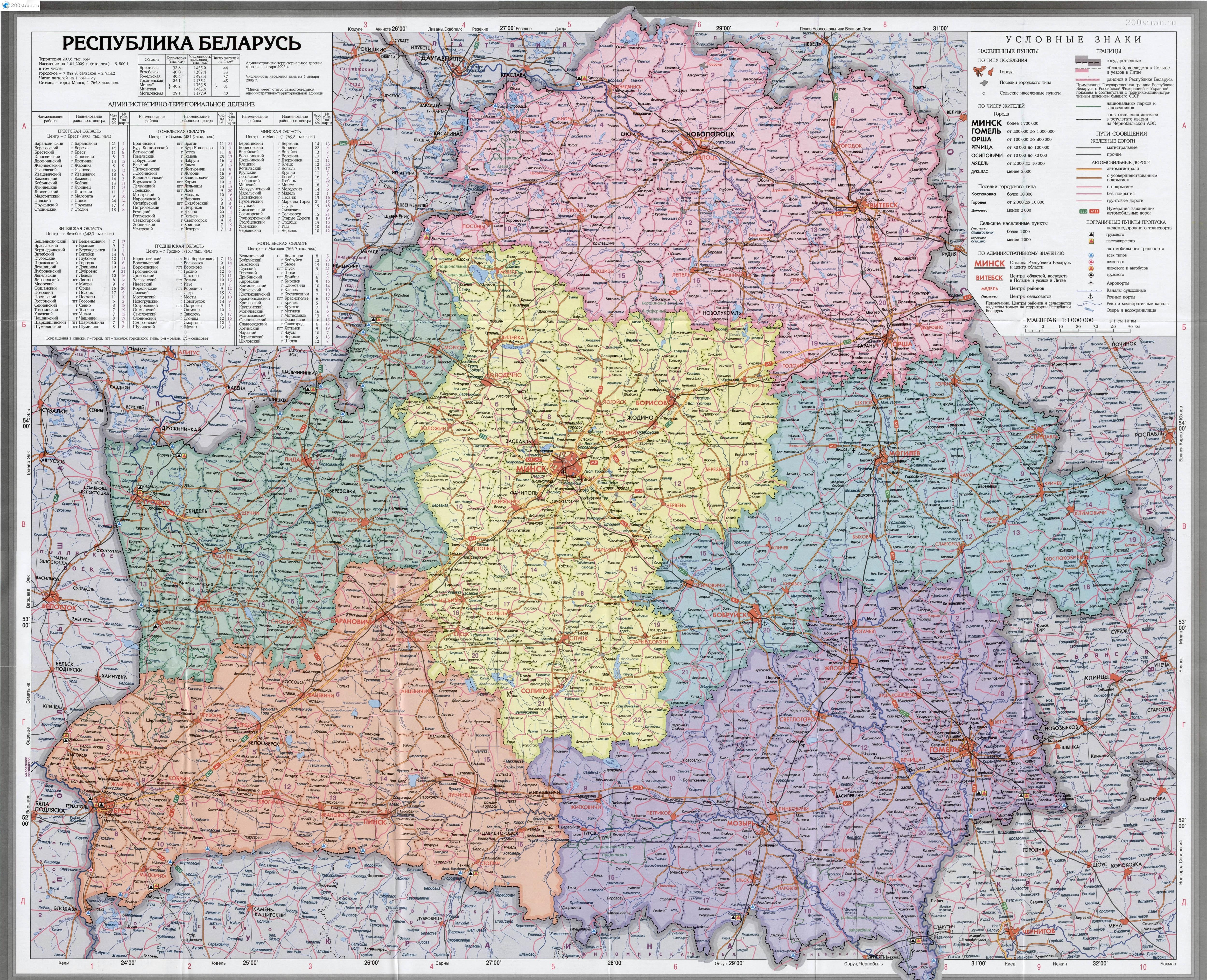Политико-административная карта Беларусии