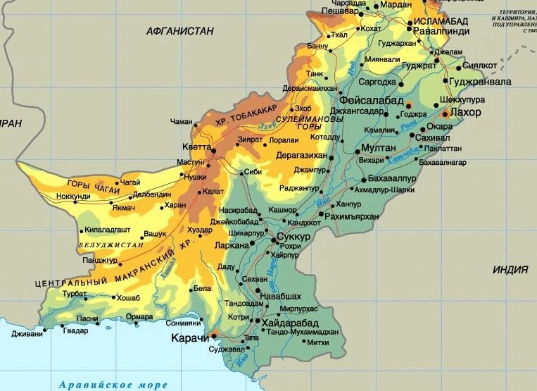 пакистан на карте мира