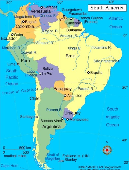 3.1 Политическая карта Южной Америки