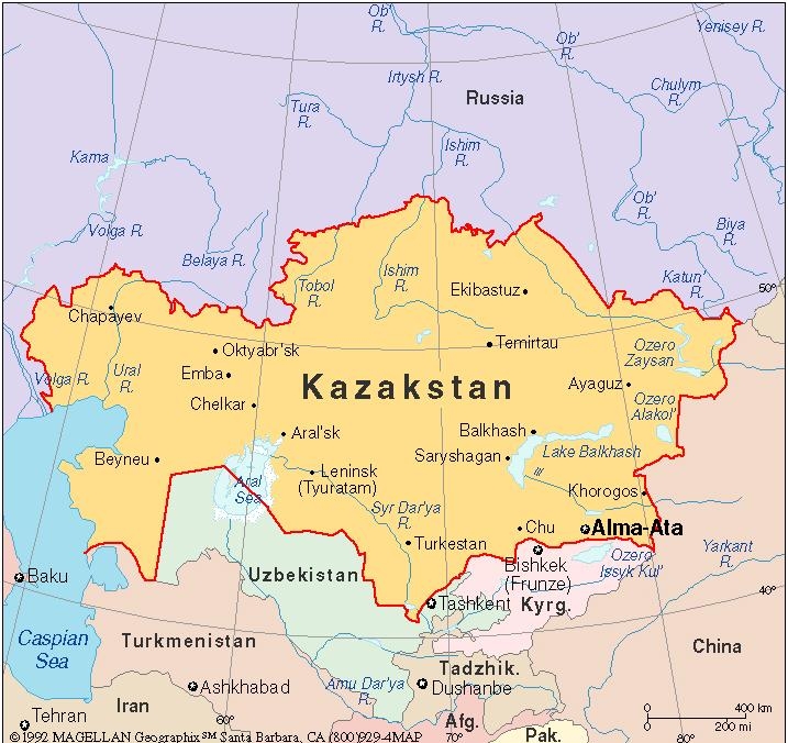 1.4 Карта Казахстана