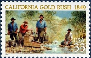 4.8 33-центовая марка в связи с 150-летием калифорнийской золотой лихорадки