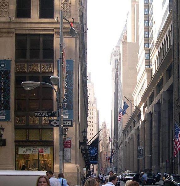 3.1. Вид на улицу Уолл-стрит, на которой находится NYSE
