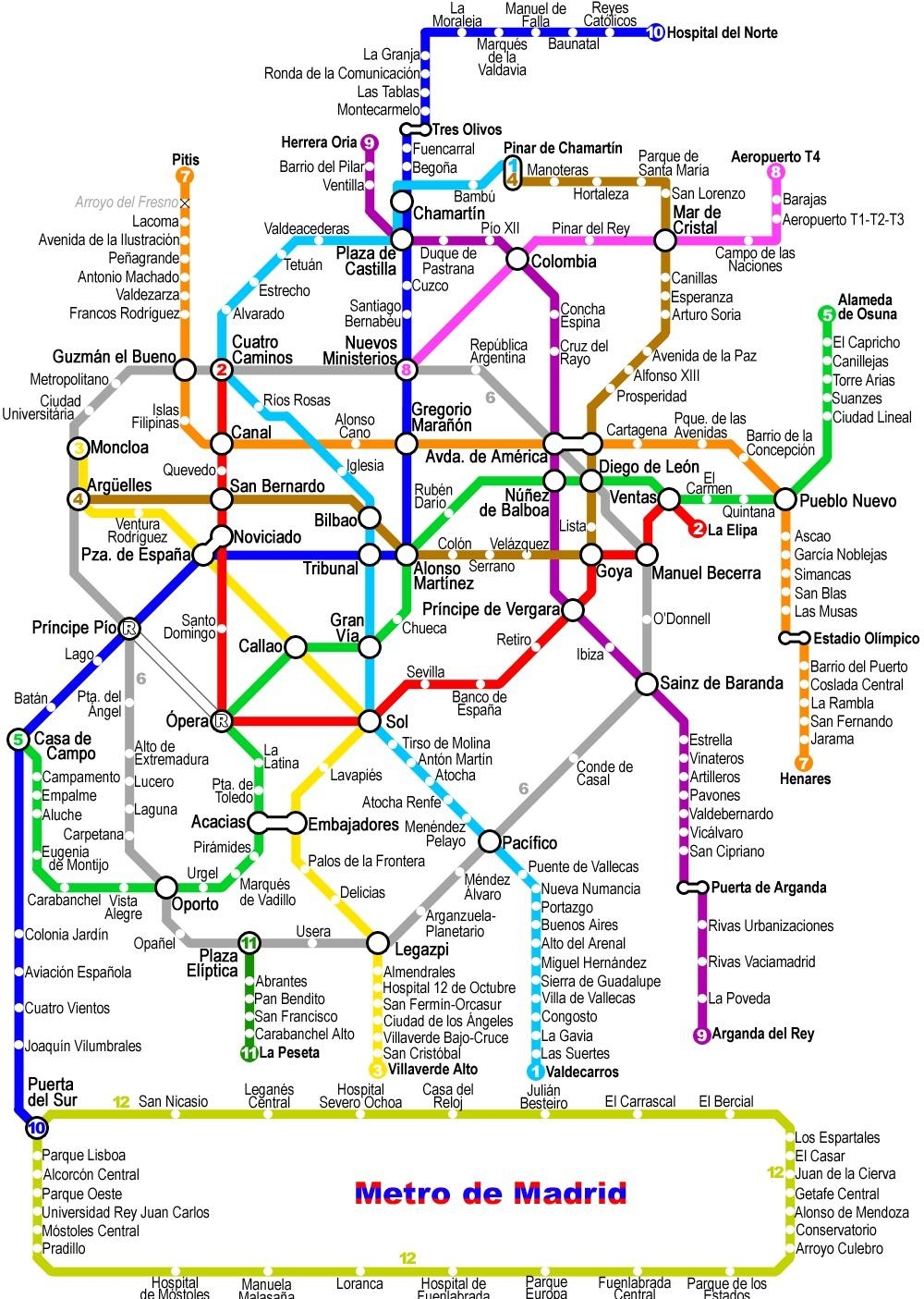 42. Схема Мадридского метрополитена