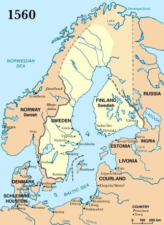 12. Границы Швеции в 1560 году