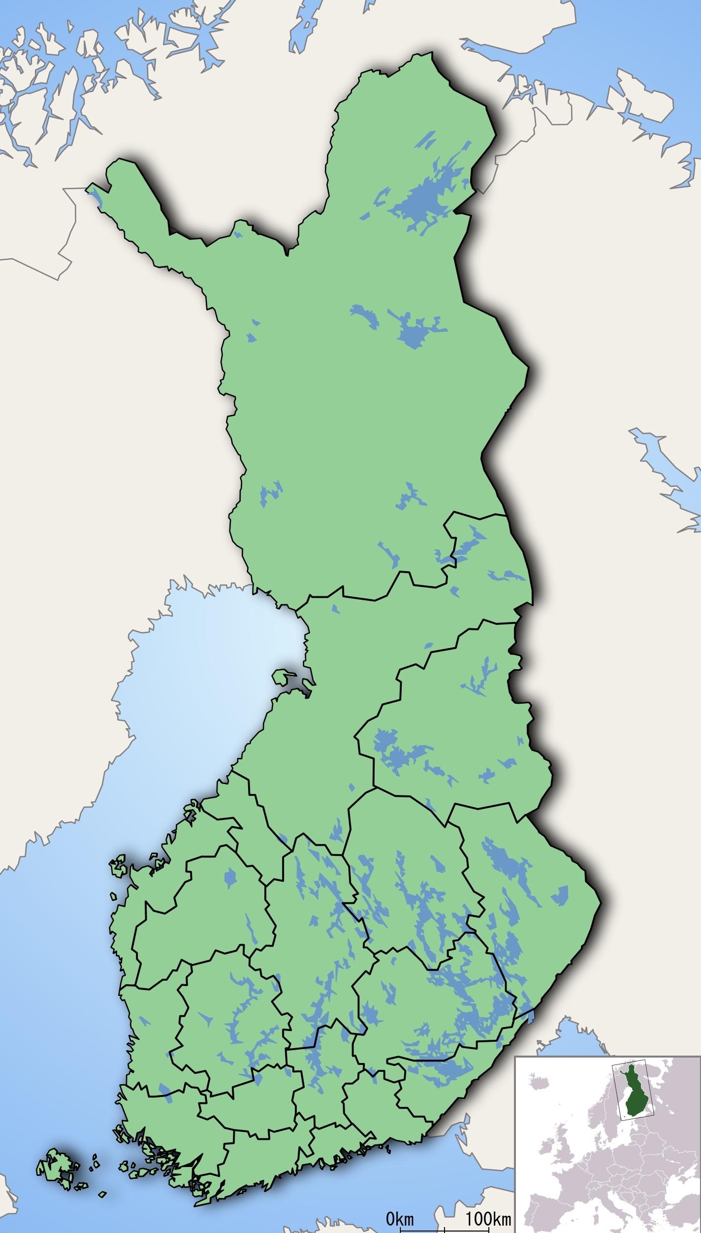37. Провинции, области Финляндии согласно новому административно-территориальному делению (2010 год)