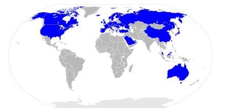 2. Карта со странами, где есть мебельные магазины IKEA (синий)
