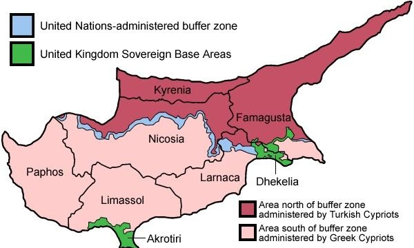  Карта районов (епархий) Республики Кипр