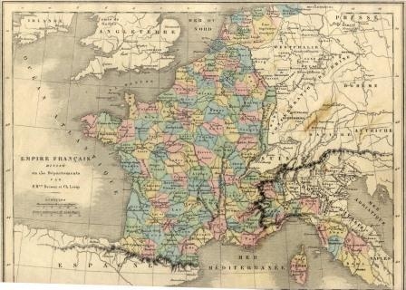 70. Карта департаментов Франции времен Первой империи (1811 г.)