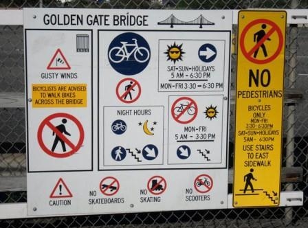 67. Предупреждения на подвесном мосту «Золотые Ворота»