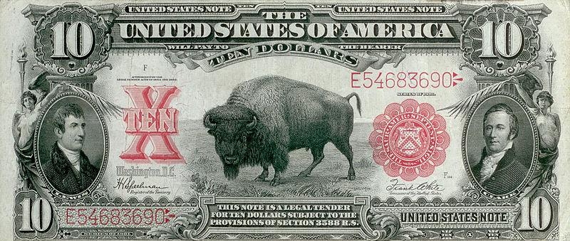  Бизон на аверсе 10 долларов, 1901 г.