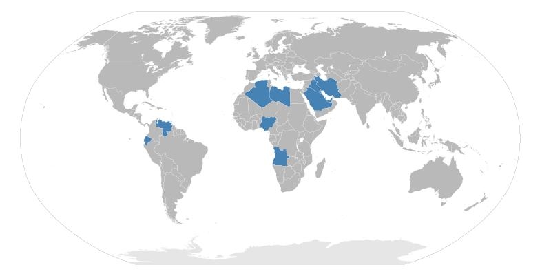 2. Карта стран ОПЕК