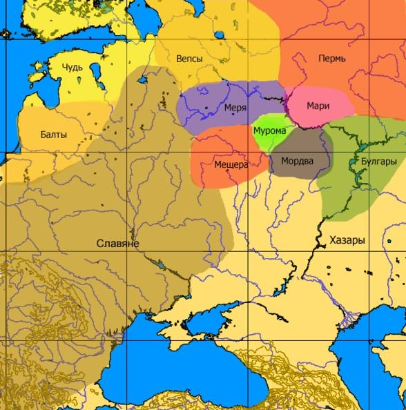 2.2 Карта расселения финно-угорских племён до прихода славян