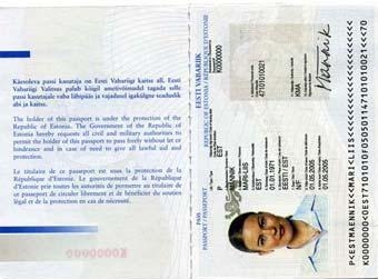 1.27 Образец паспорта гражданина Эстонии