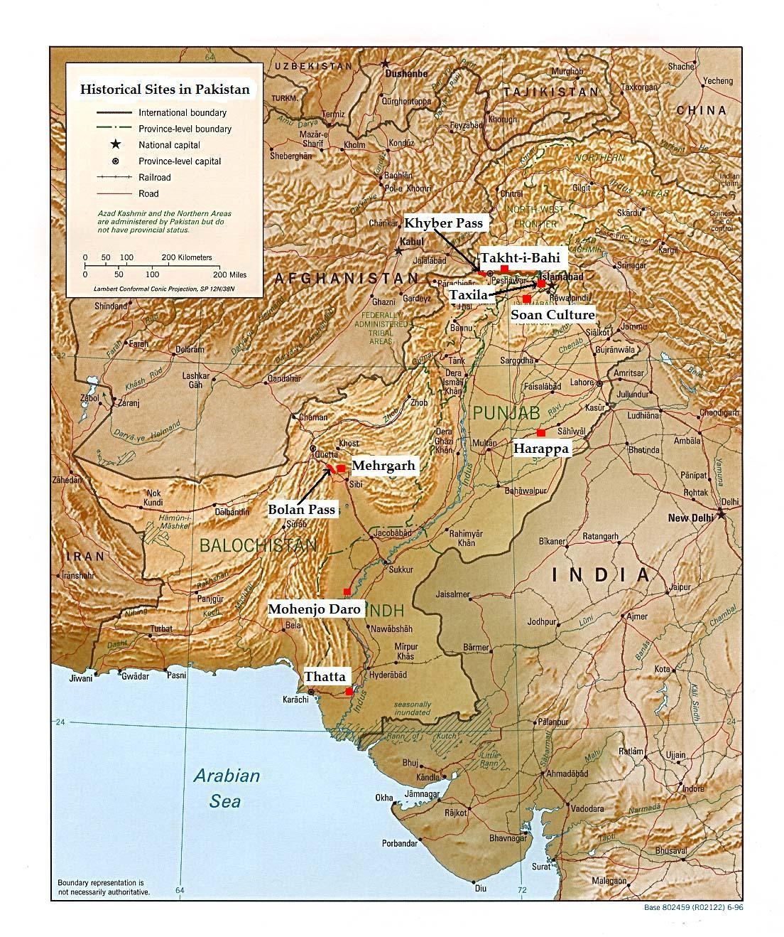 4. Карта Пакистана с изображением основных исторических мест