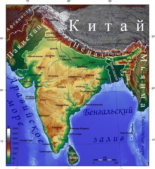 38. Топографическая карта Индии
