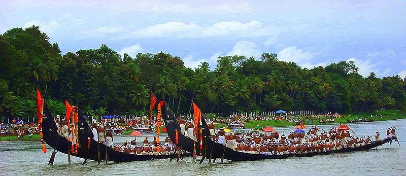 74. Ежегодный валлам-кали (гонки на лодках) проводят во время праздника Онам на реке Памба в деревне Аранмула рядом с городом Патанамтитта