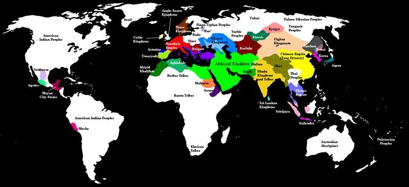 11. Аббасидский Халифат на карте мира в 820