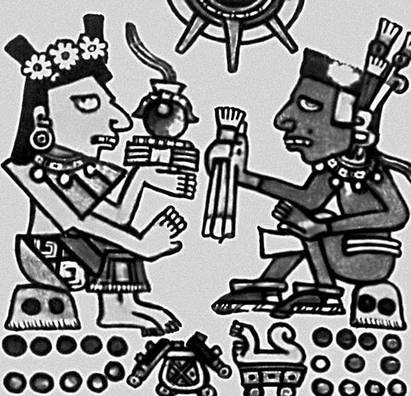 7.4 Илюстрация Пара божеств, фрагмент листа Кодекса Борджа (Мексика)