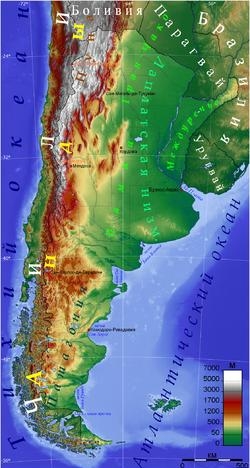 1.4 Физическая карта Аргентины