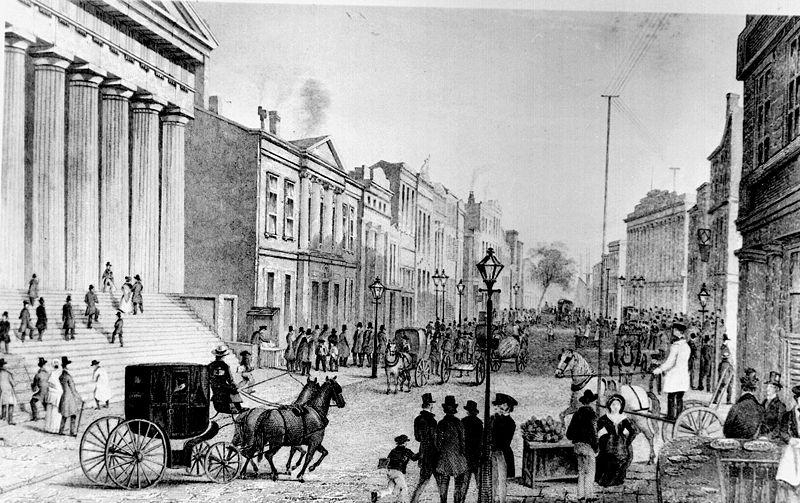 2.1. Вид на Уолл-стрит на углу Бродвея, 1867 год