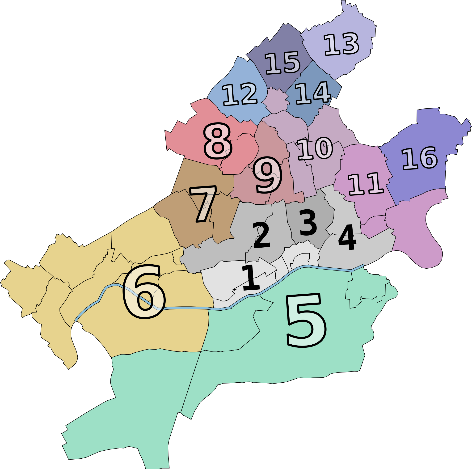 Административные округа Франкфурта карта