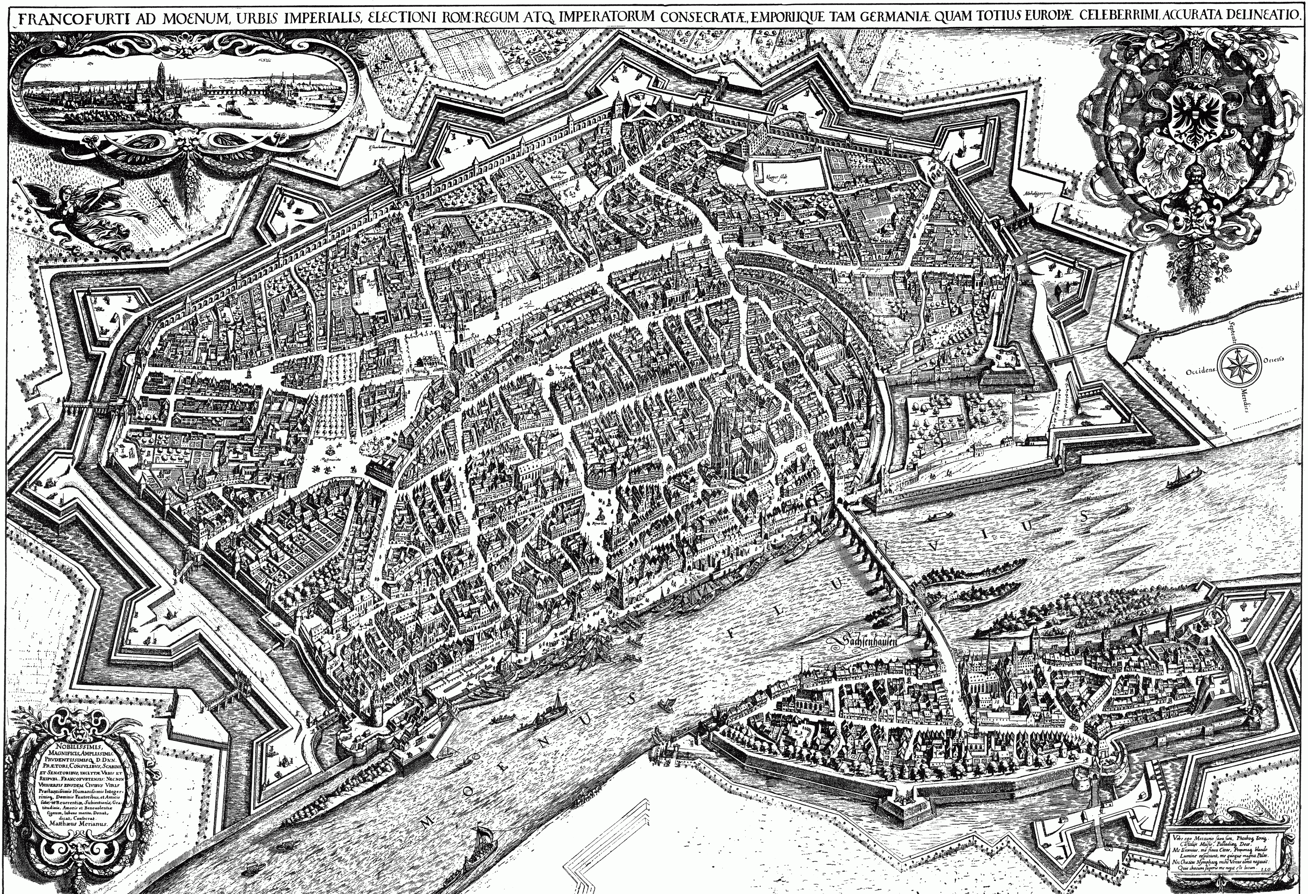 Франкфурт старинный эскиз города карта