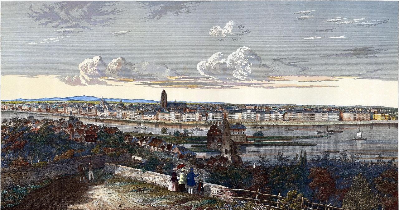 Вольный город Франкфурт на гравюре 1845 года